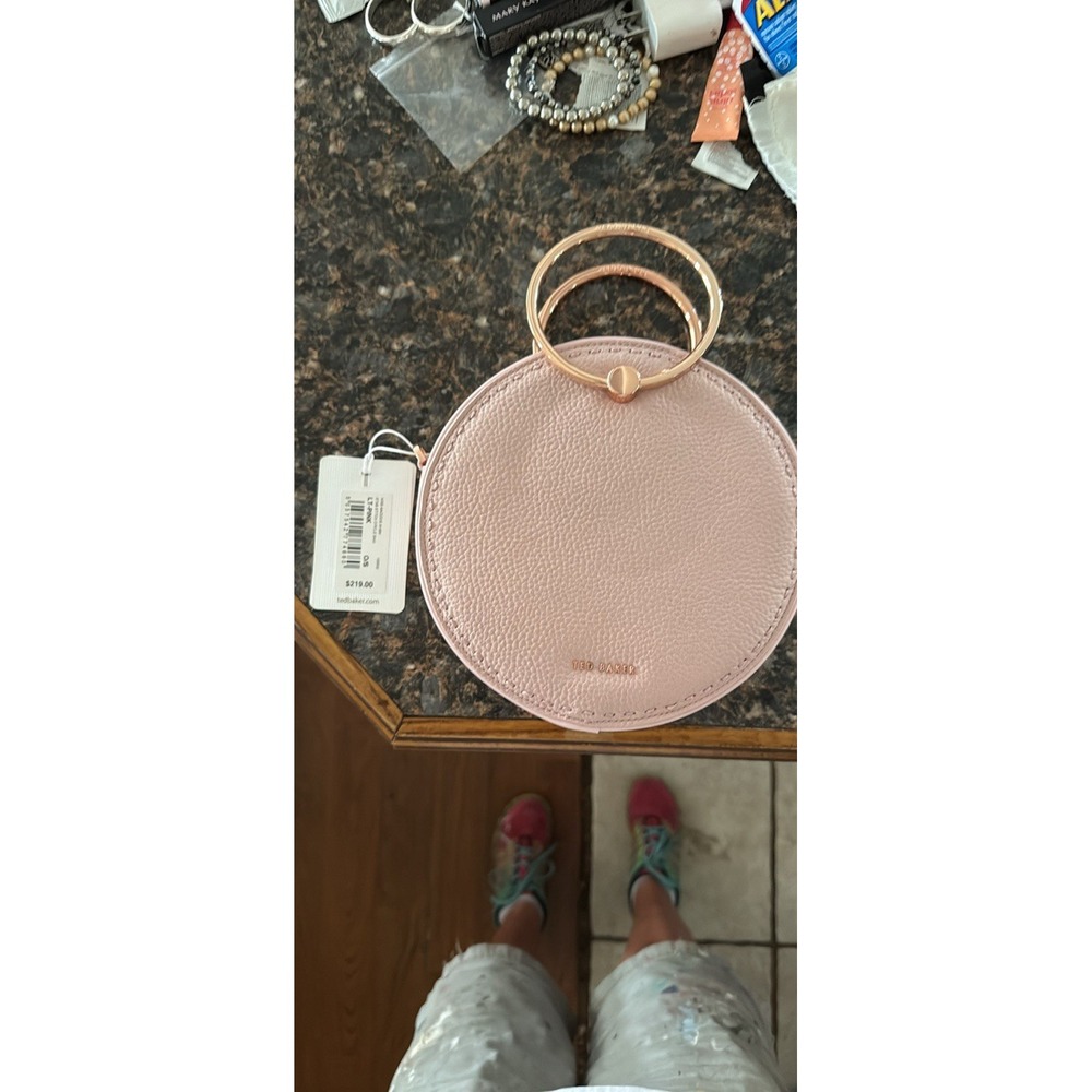 Ted Baker Maddie Stitch Circle Pink Leather Purse‎ Xbody Crossbody W/ Dust Bag